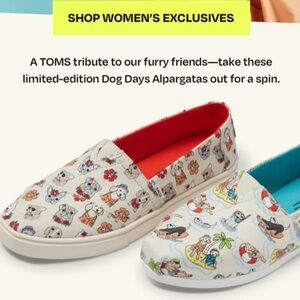NWT/NIB: Set of (2) Pairs of Toms Limited-Edition “Dog Days” Alpargata Shoes